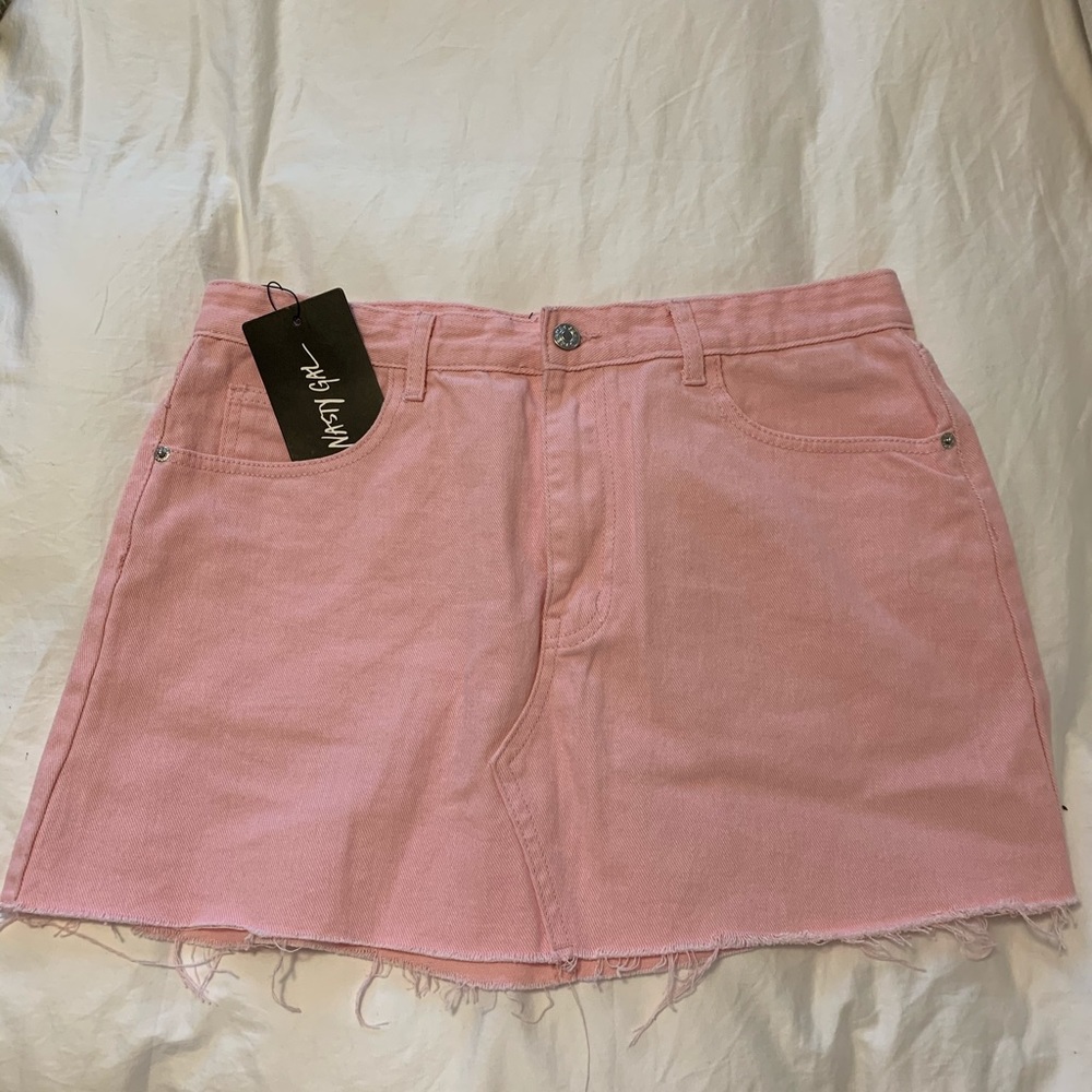Nasty Gal Bright Pink Denim Mini Skirt